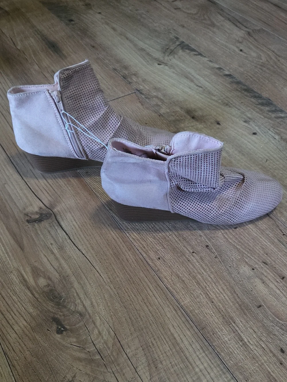 Falls Creek | Laser Cut Side-Zip Ankle Booties in Light Pink